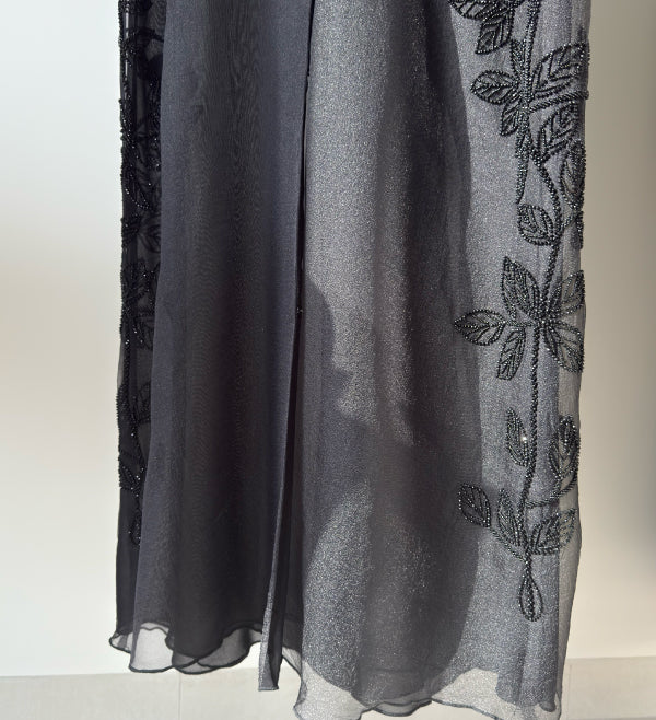 عباية اورجانزا وشيفون شك خرز ORGANZA & SHIFFION BLACK BEADED ABAYA