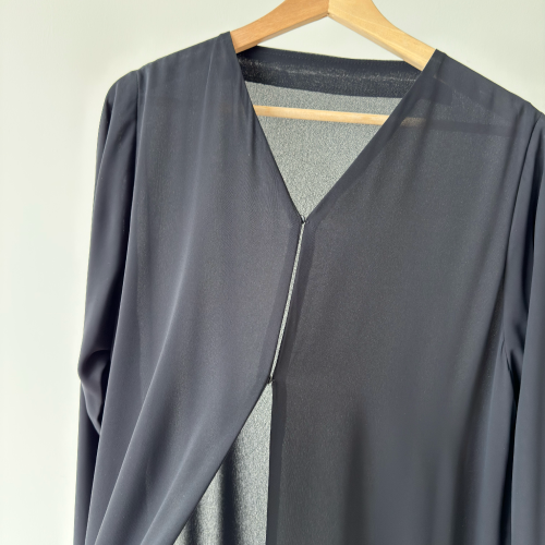 عباية شيفون وخرز بكسرات جانبية BLACK CHIFFON & BEADS WITH SIDE PLEATS ABAYA
