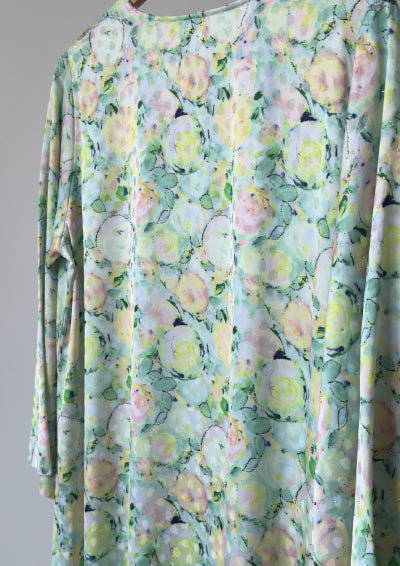 Floral stone beaded satin floral patterned maxi dress , Jalabiya جلابية حرير بفصوص بنمط مشجر