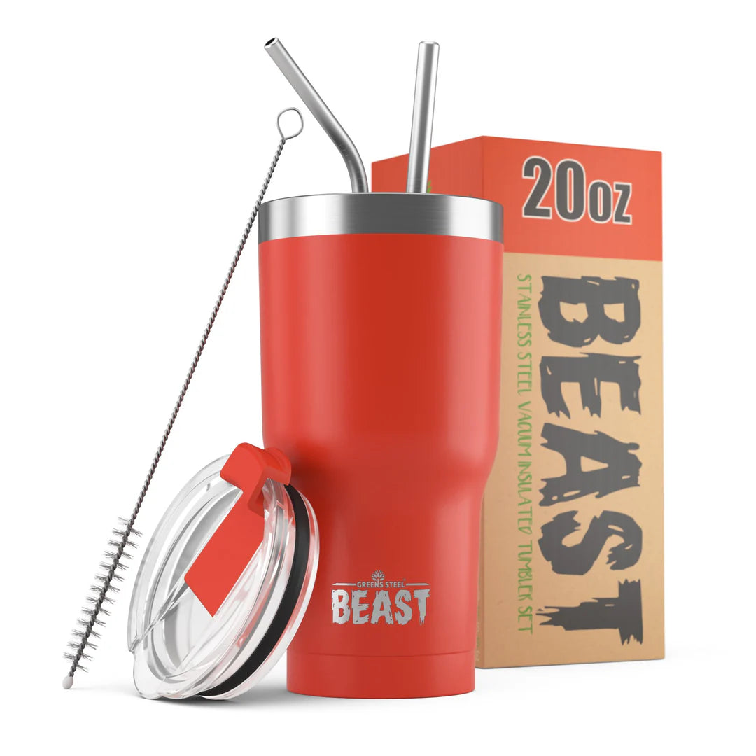20oz Ladybug Red Beast Reusable Stainless Steel Double Insulated Coffee Tumbler With Straw