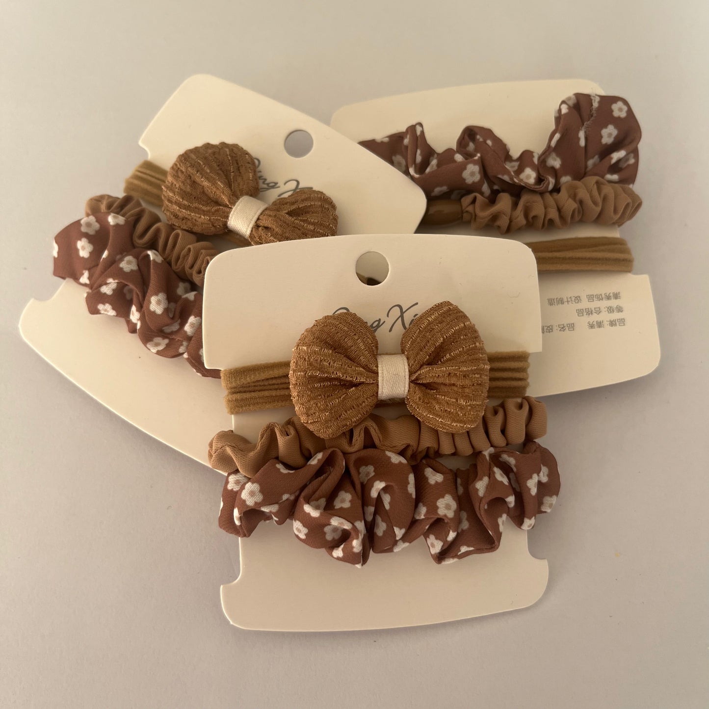 ربطات شعر صغيرة لون بني Brown Hair Ties 1 set, 3 pcs