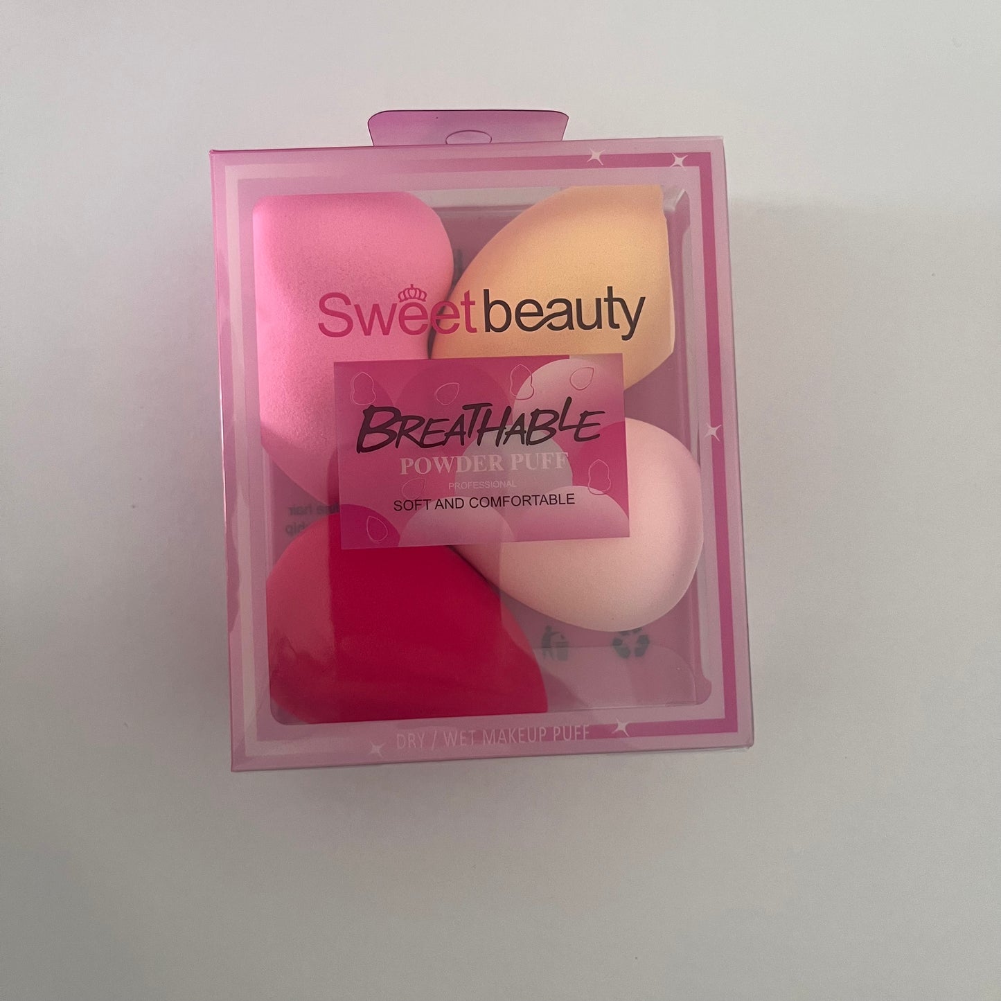 sweet beauty powder puff بيوتي بلندر مجموعة ٤ قطع