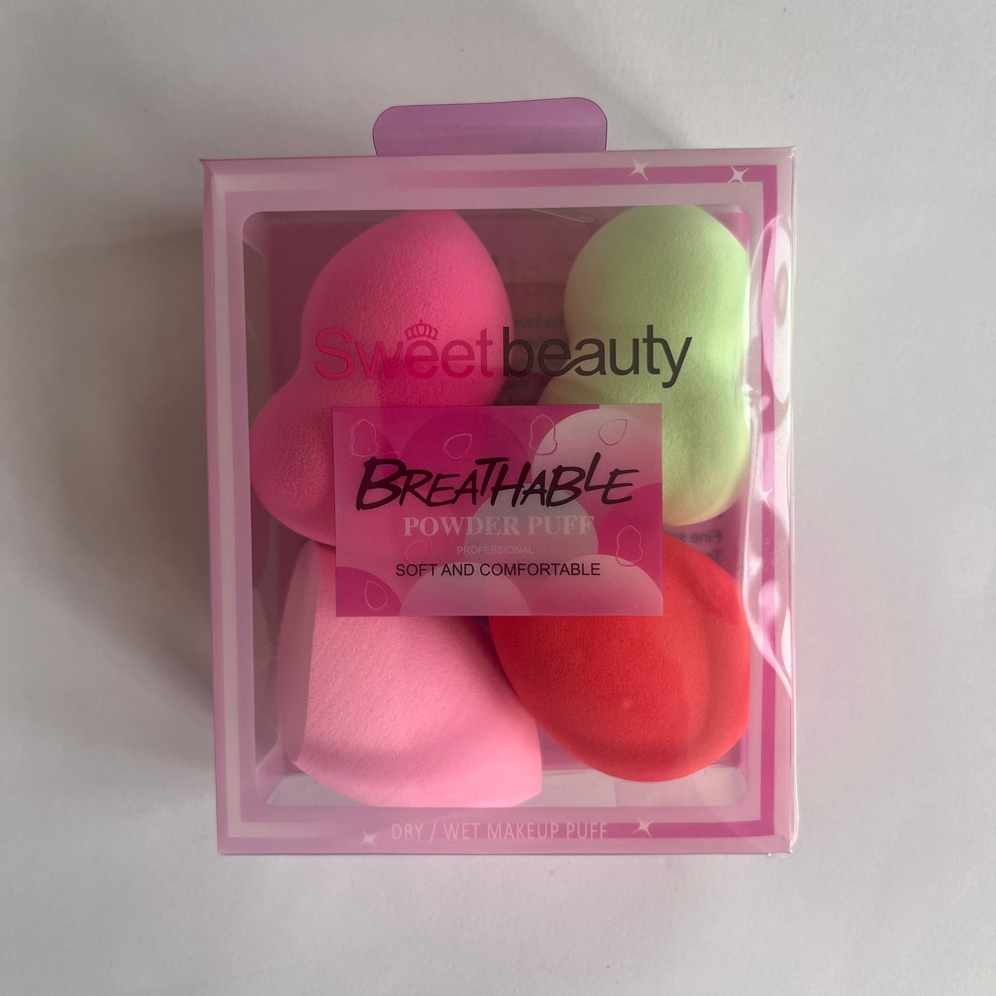 sweet beauty powder puff بيوتي بلندر مجموعة ٤ قطع