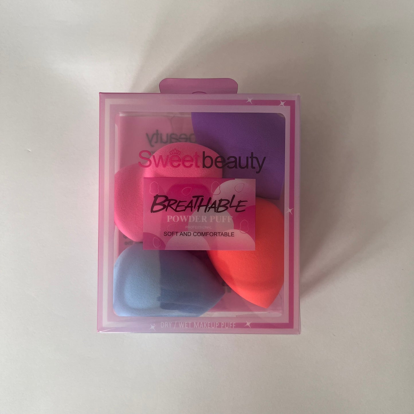 sweet beauty powder puff بيوتي بلندر مجموعة ٤ قطع