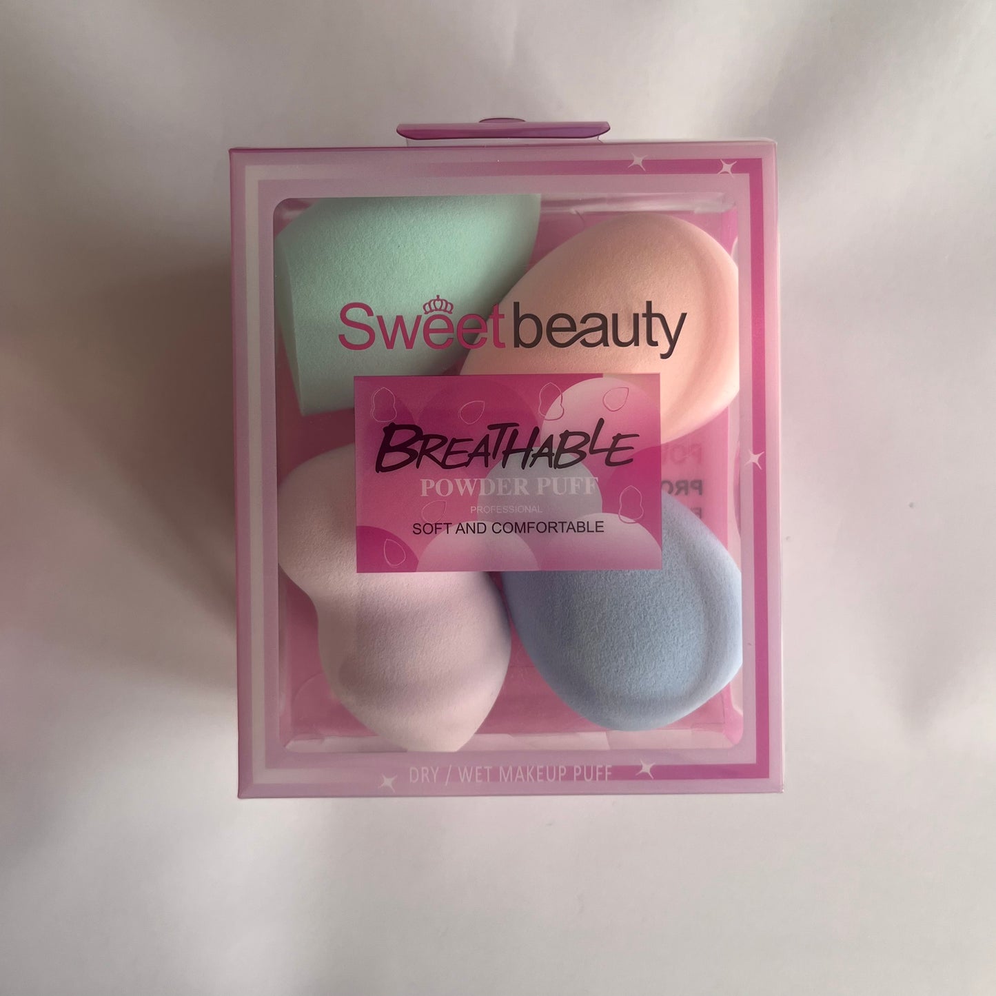 sweet beauty powder puff بيوتي بلندر مجموعة ٤ قطع