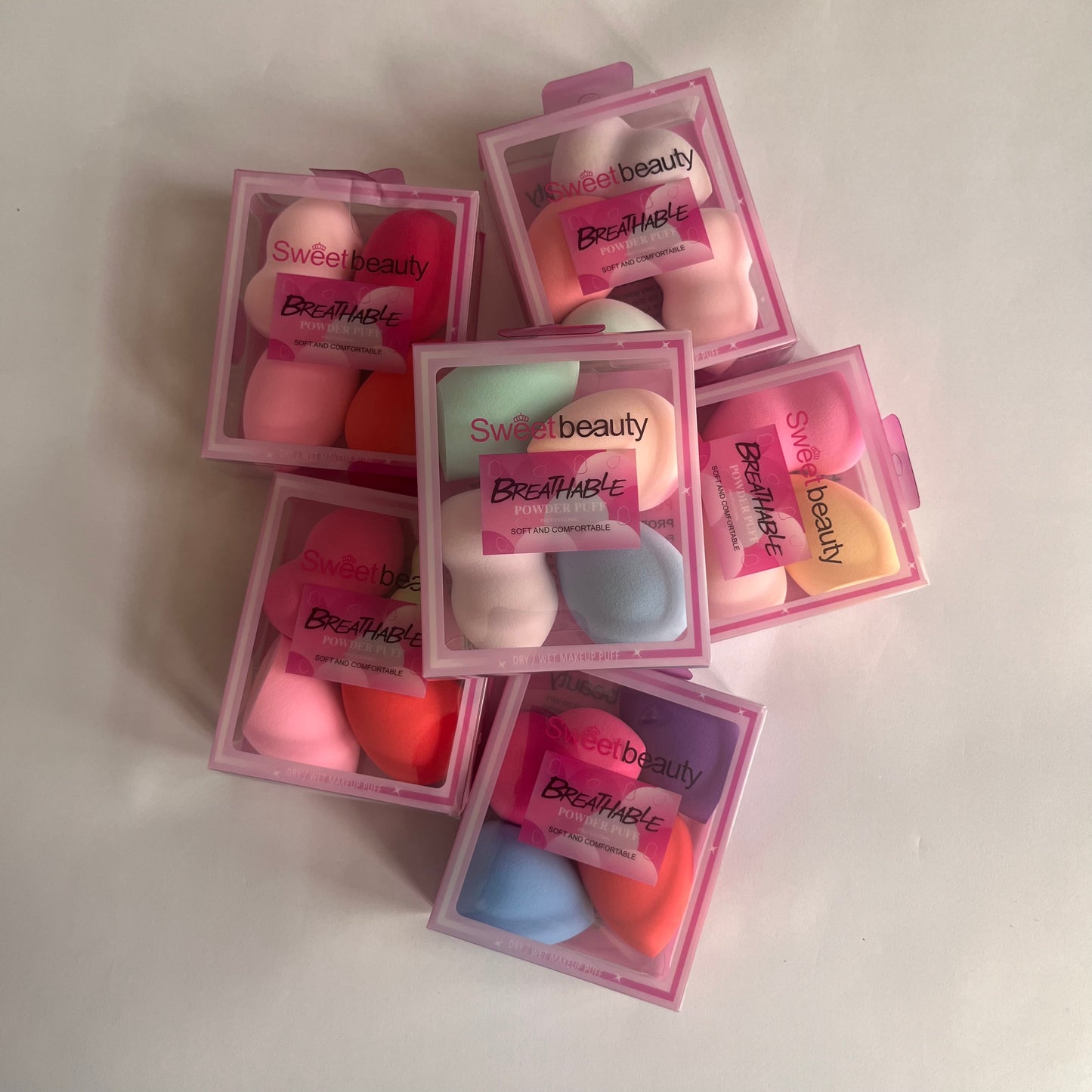 sweet beauty powder puff بيوتي بلندر مجموعة ٤ قطع