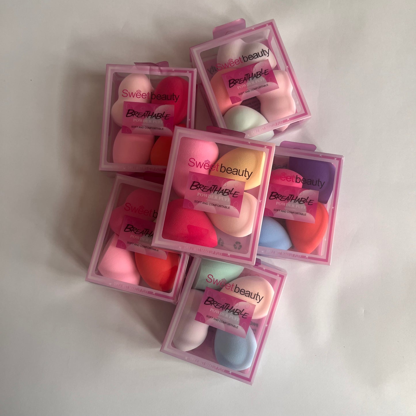 sweet beauty powder puff بيوتي بلندر مجموعة ٤ قطع