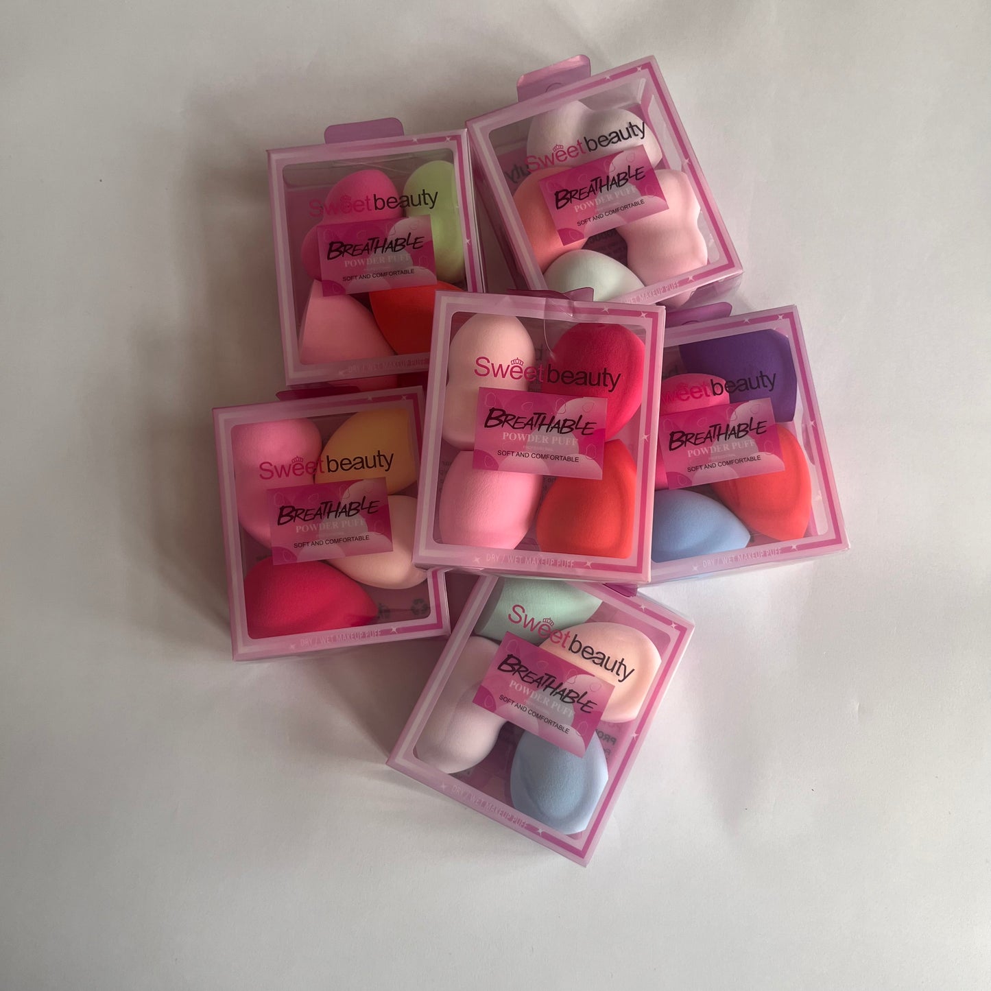 sweet beauty powder puff بيوتي بلندر مجموعة ٤ قطع
