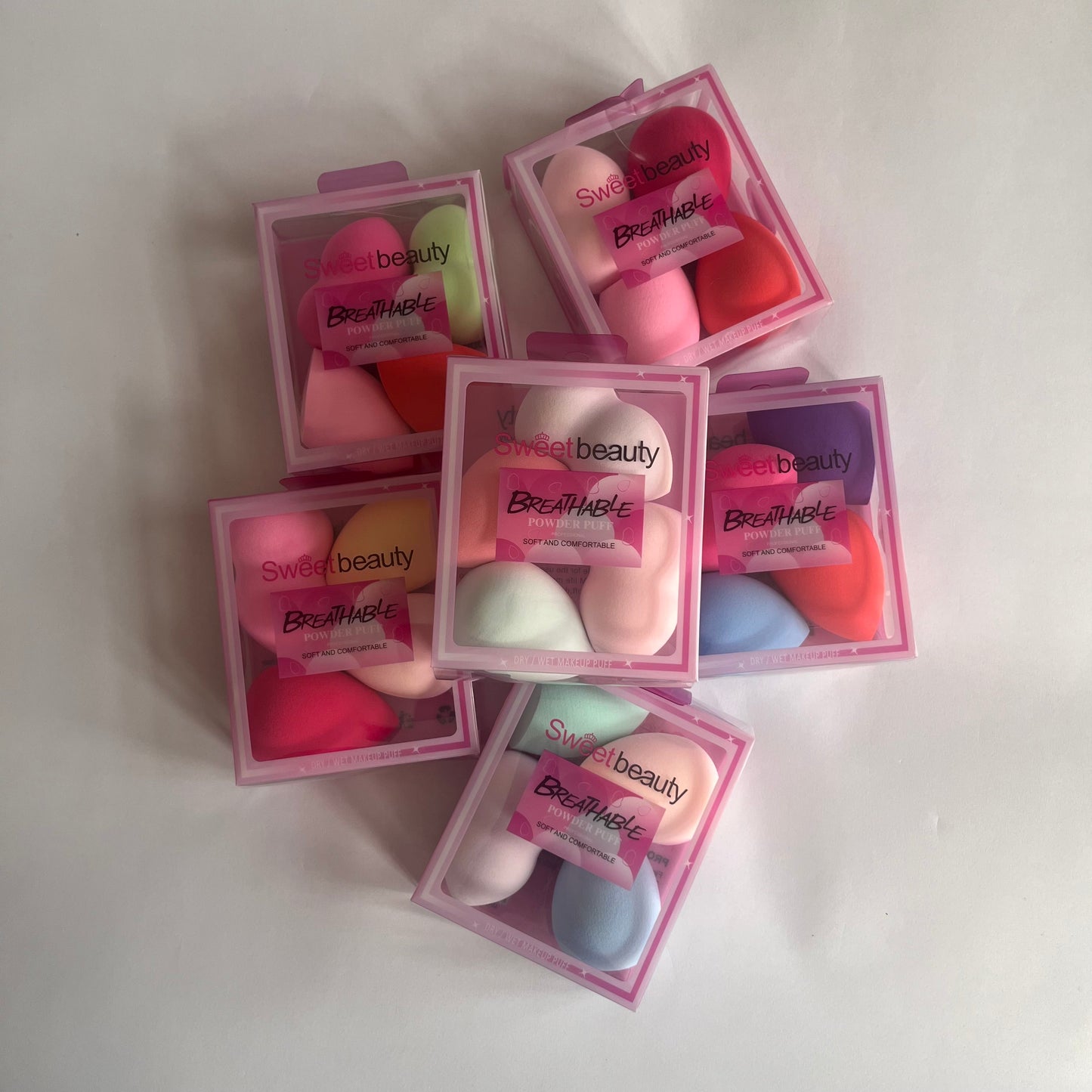 sweet beauty powder puff بيوتي بلندر مجموعة ٤ قطع