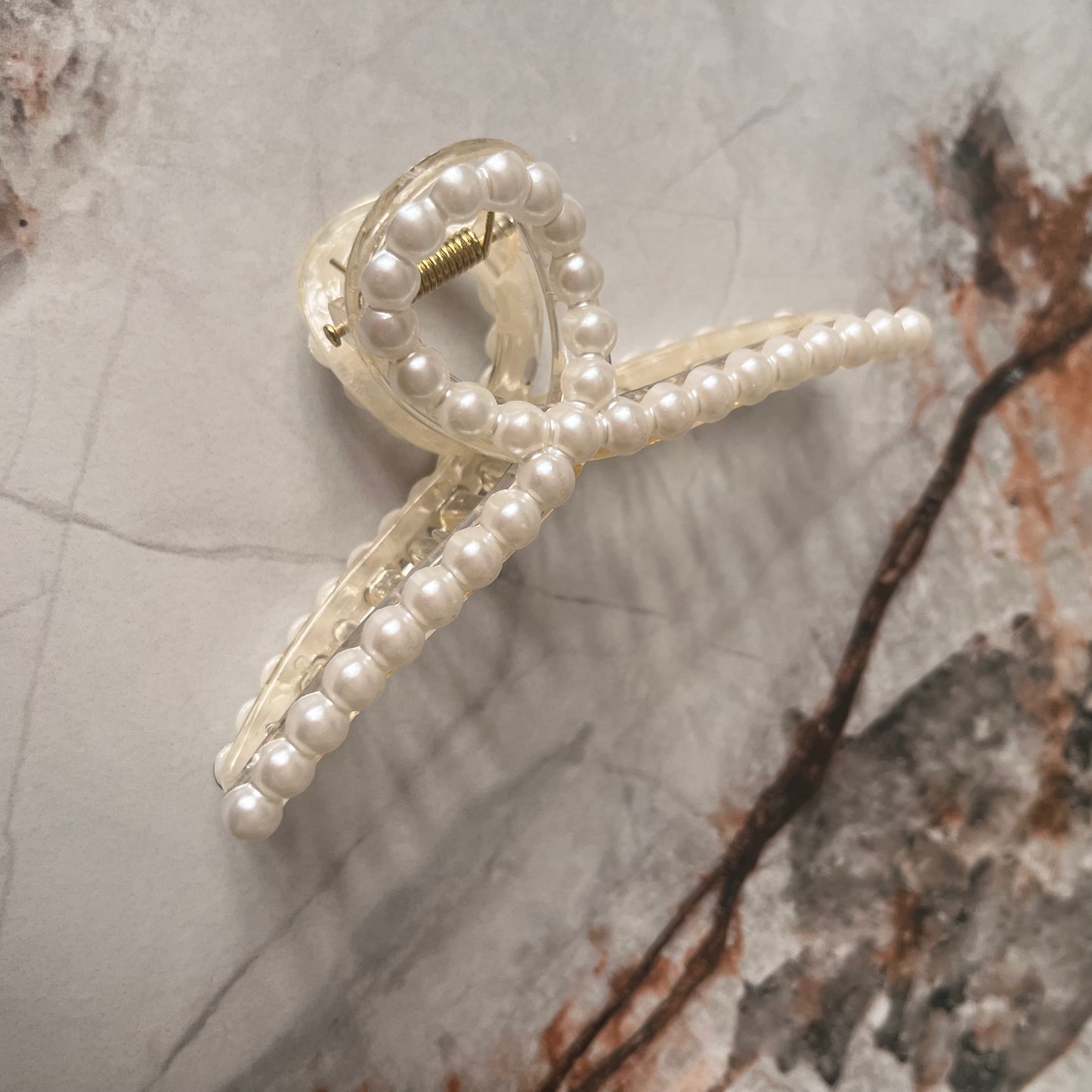 مشبك شعر لؤلؤي أنيق Elegant Pearl Hair Claw Clips 1 pc