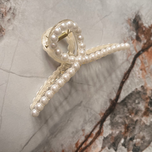 مشبك شعر لؤلؤي أنيق Elegant Pearl Hair Claw Clips 1 pc