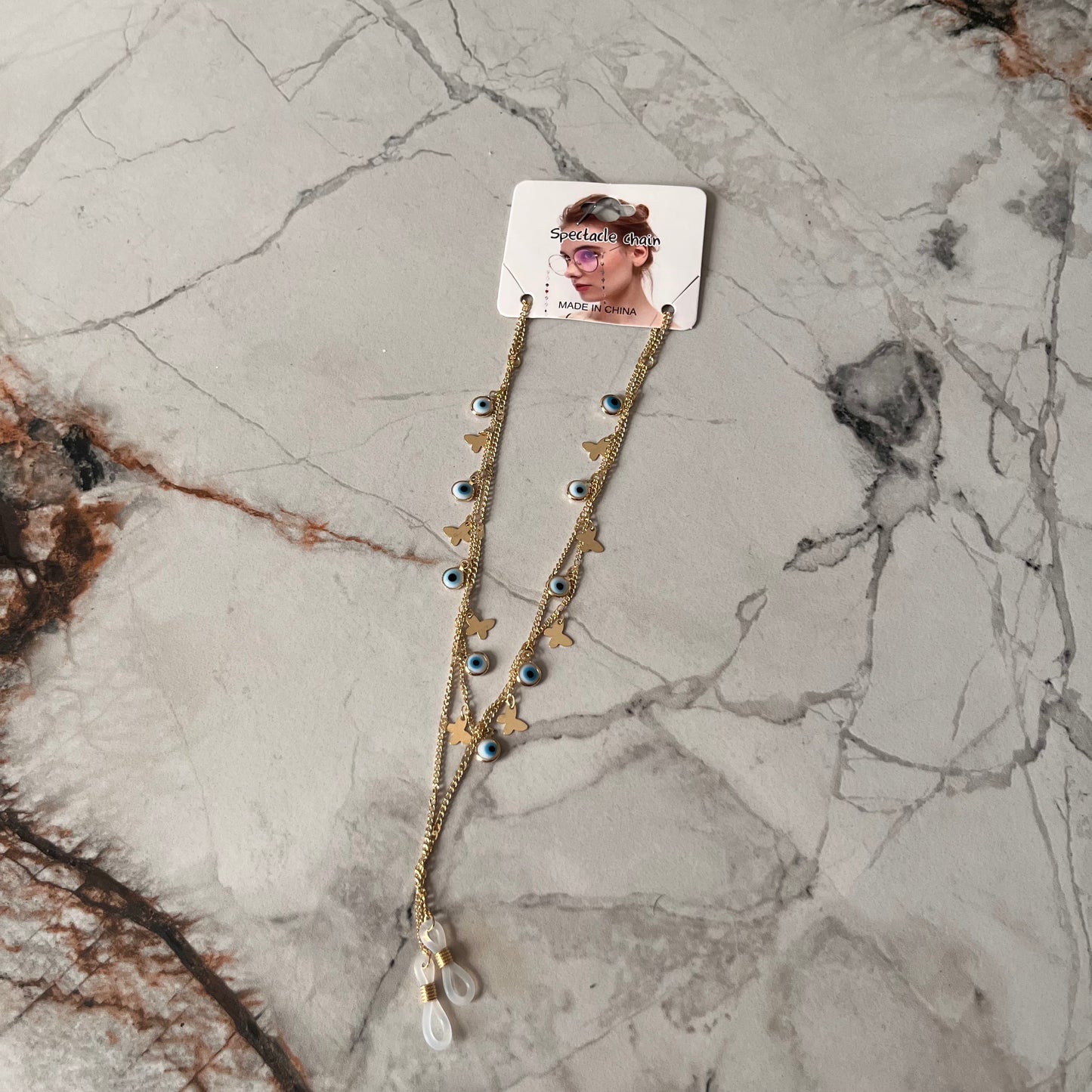 سلسلة نظارات بخرزات زرقاء Beaded Eyeglass Chain