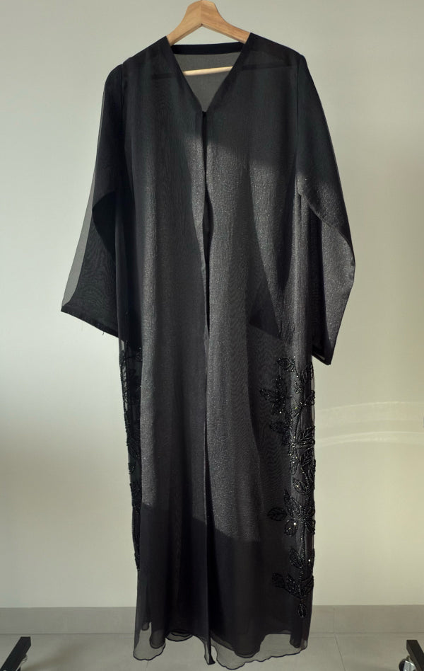 عباية اورجانزا وشيفون شك خرز ORGANZA & SHIFFION BLACK BEADED ABAYA
