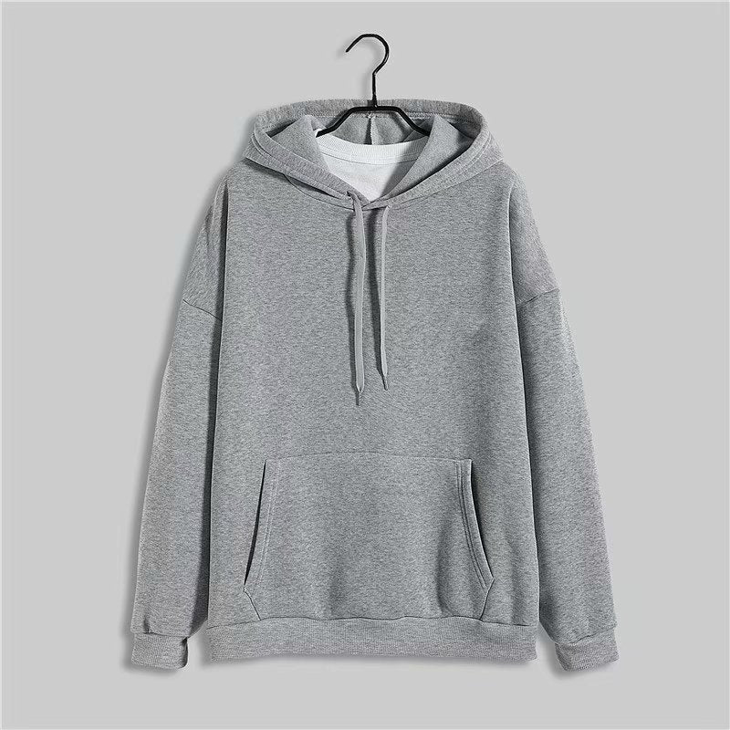 Grey heavyweight polyester unisex hoodie هودي رمادي مناسب للجنسين