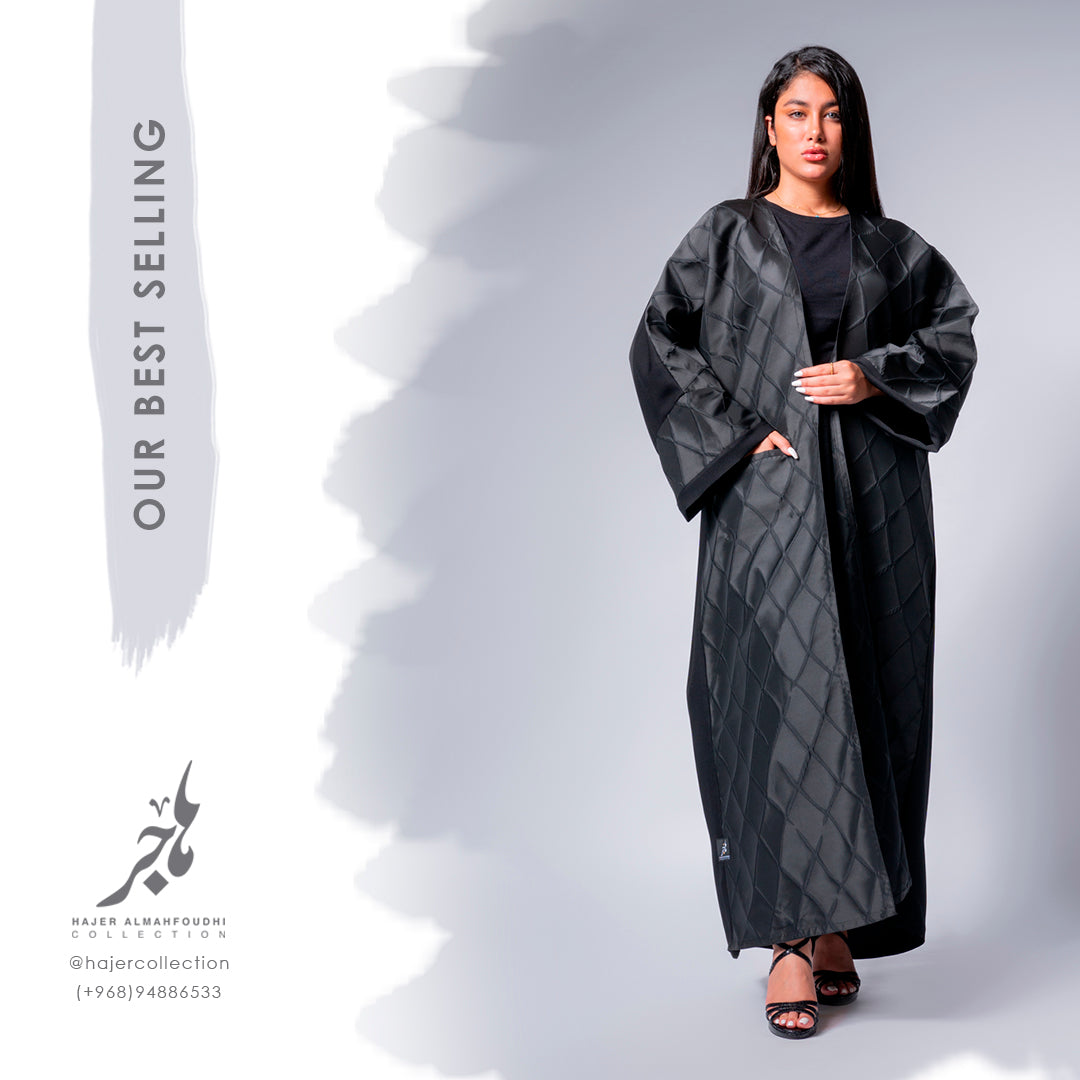 تفصيل عباية جاكارد وكريب Jacquard &Crepe Abaya ( Tailored - Pre Order )