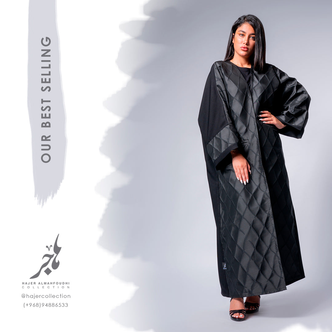 تفصيل عباية جاكارد وكريب Jacquard &Crepe Abaya ( Tailored - Pre Order )