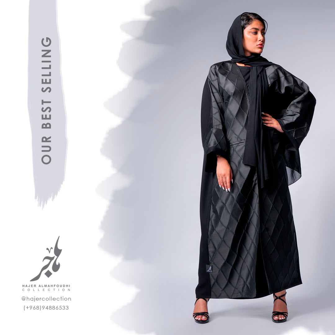 تفصيل عباية جاكارد وكريب Jacquard &Crepe Abaya ( Tailored - Pre Order )