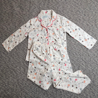 طقم لبس نوم بناتي قطن كم طويل Girls Cotton long sleeve pajama set