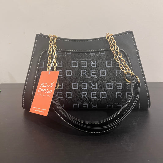 حقيبة لون أسود بنمط أحرف  Monogram patterned black color handbag