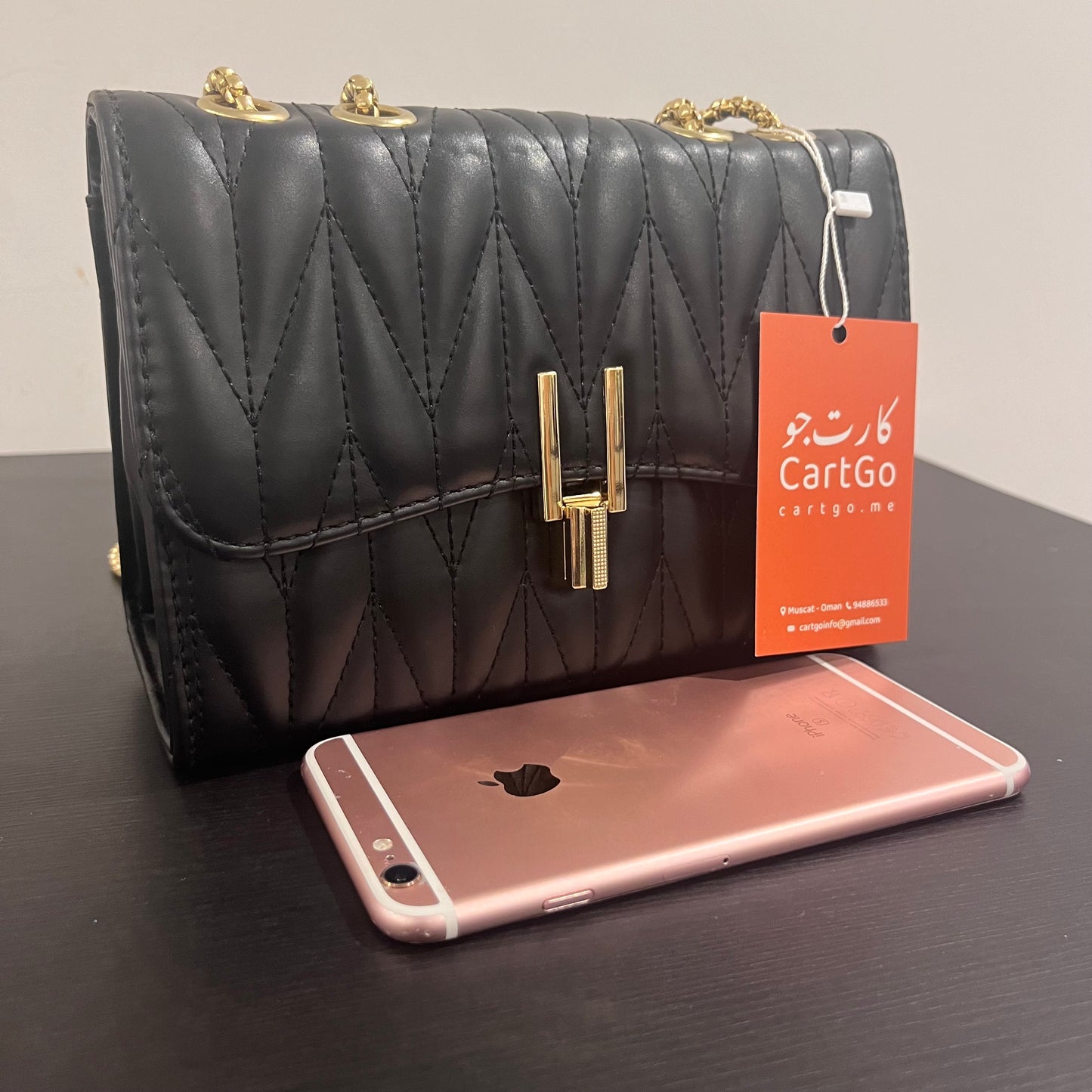 حقيبة كتف صغيرة سوداء مبطنة Quilted Black Leather Cross Body Small Shoulder Bag