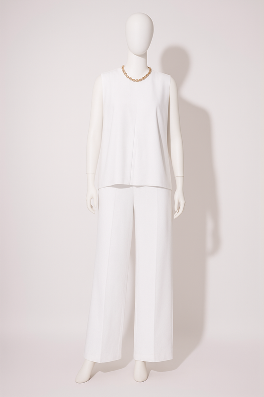 تفصيل طقم داخلية عباية ، توب وبنطلون ، لون أبيض ، Customized daily white Sleeveless top & trousers inner abaya