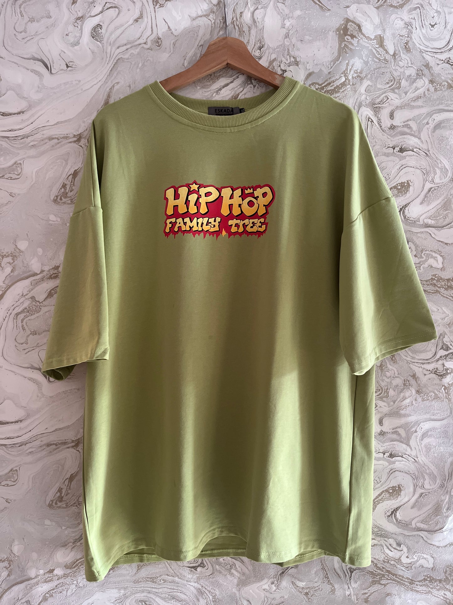 قميص اوفر سايز شتوي داون شولدر أخضر رجالي Men's Oversized boxy Drop Shoulder Green T-shirt