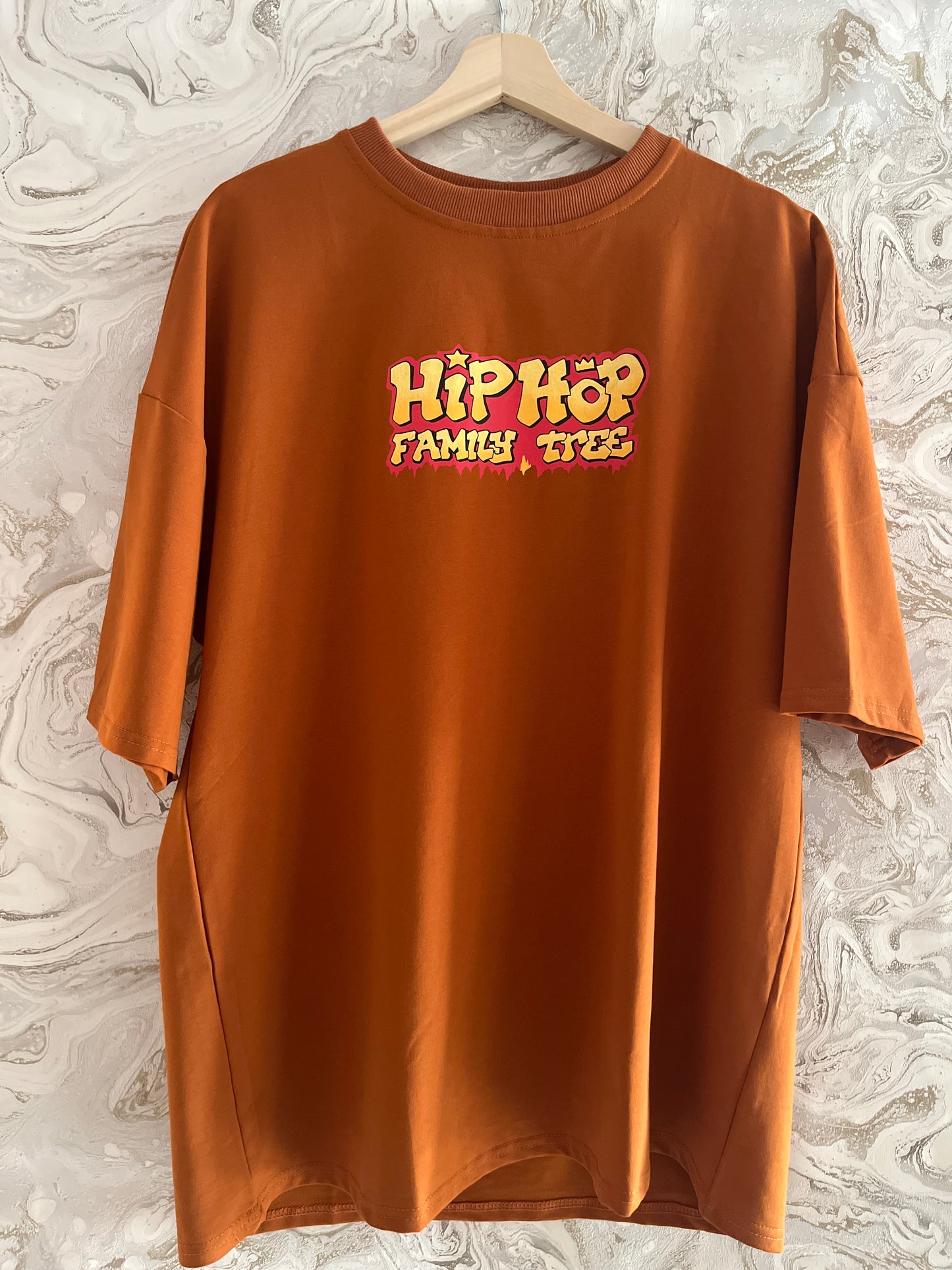 قميص اوفر سايز شتوي داون شولدر برتقالي رجالي Men's Oversized boxy Drop Shoulder Orange T-shirt