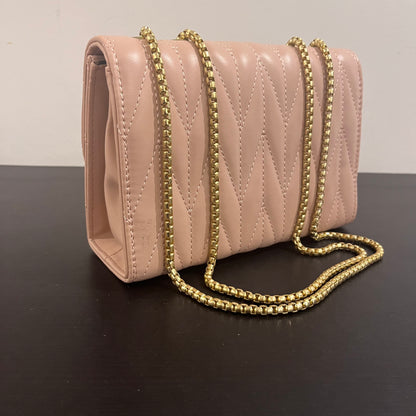 حقيبة كتف صغيرة وردية مبطنة Quilted Blush Leather Cross Body Small Shoulder Bag