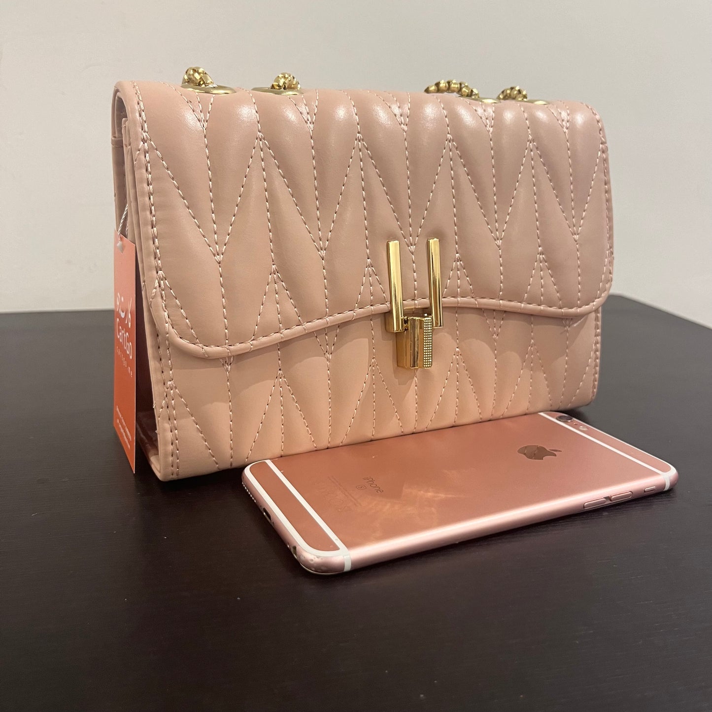 حقيبة كتف صغيرة وردية مبطنة Quilted Blush Leather Cross Body Small Shoulder Bag