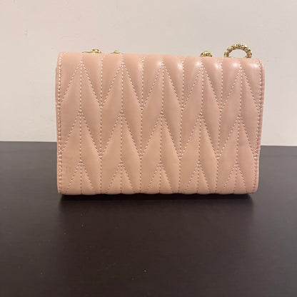 حقيبة كتف صغيرة وردية مبطنة Quilted Blush Leather Cross Body Small Shoulder Bag