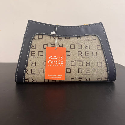 حقيبة لون كحلي بنمط أحرف  Monogram patterned navy blue color handbag