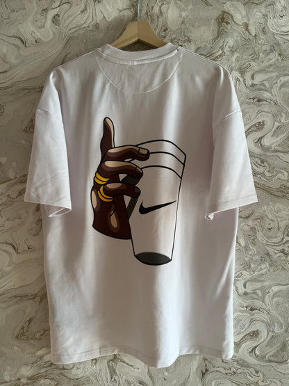 قميص اوفر سايز شتوي داون شولدر أبيض رجالي Men's Oversized boxy Drop Shoulder white T-shirt