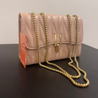 حقيبة كتف صغيرة وردية مبطنة Quilted Blush Leather Cross Body Small Shoulder Bag