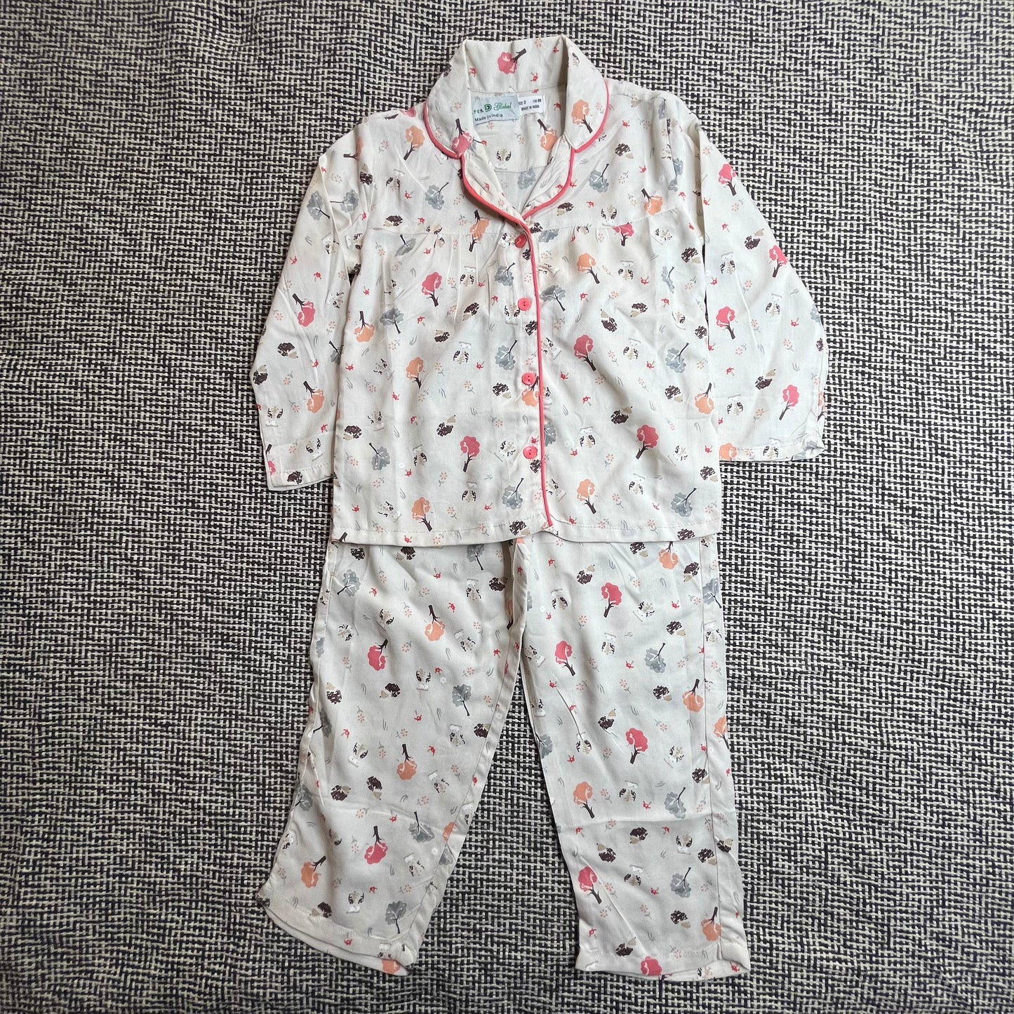 طقم لبس نوم بناتي قطن كم طويل Girls Cotton long sleeve pajama set