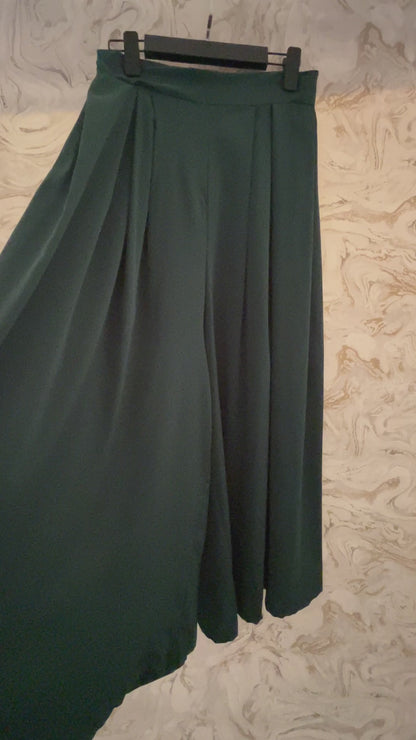 بنطلون أخصر واسع جداً Very Wide Leg Green Trousers polyester