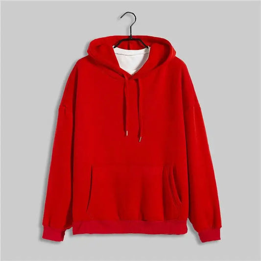 Red heavyweight polyester unisex hoodie  هودي أحمر شتوي مناسب للجنسين  ⁩