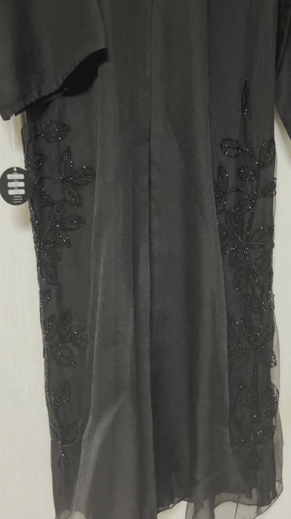 عباية اورجانزا وشيفون شك خرز ORGANZA & SHIFFION BLACK BEADED ABAYA