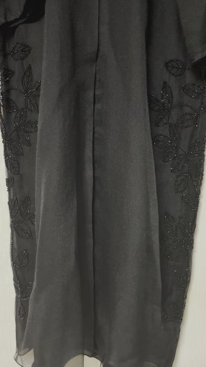 عباية اورجانزا وشيفون شك خرز ORGANZA & SHIFFION BLACK BEADED ABAYA