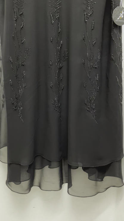 عباية دبل شيفون وفصوص BLACK CHIFFON ABAYA