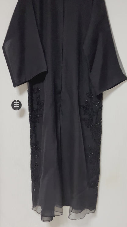 عباية اورجانزا وشيفون شك خرز ORGANZA & SHIFFION BLACK BEADED ABAYA